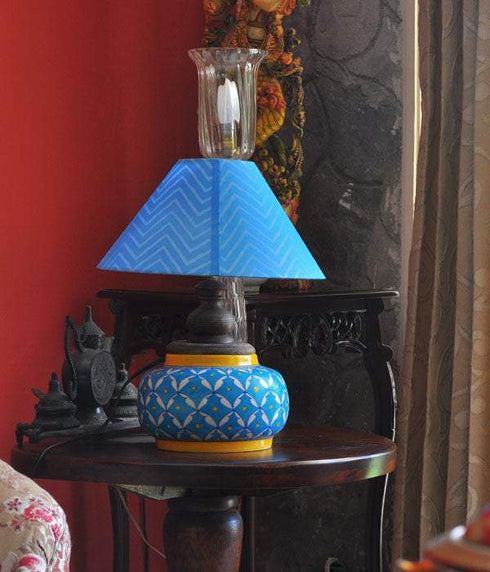 Turquoise and White Table lamp (Without Lampshade)